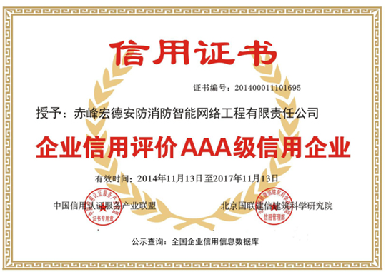 宏德公司荣获国联建信研究院颁发AAA信用评级，网络工程施工领域再树新标杆